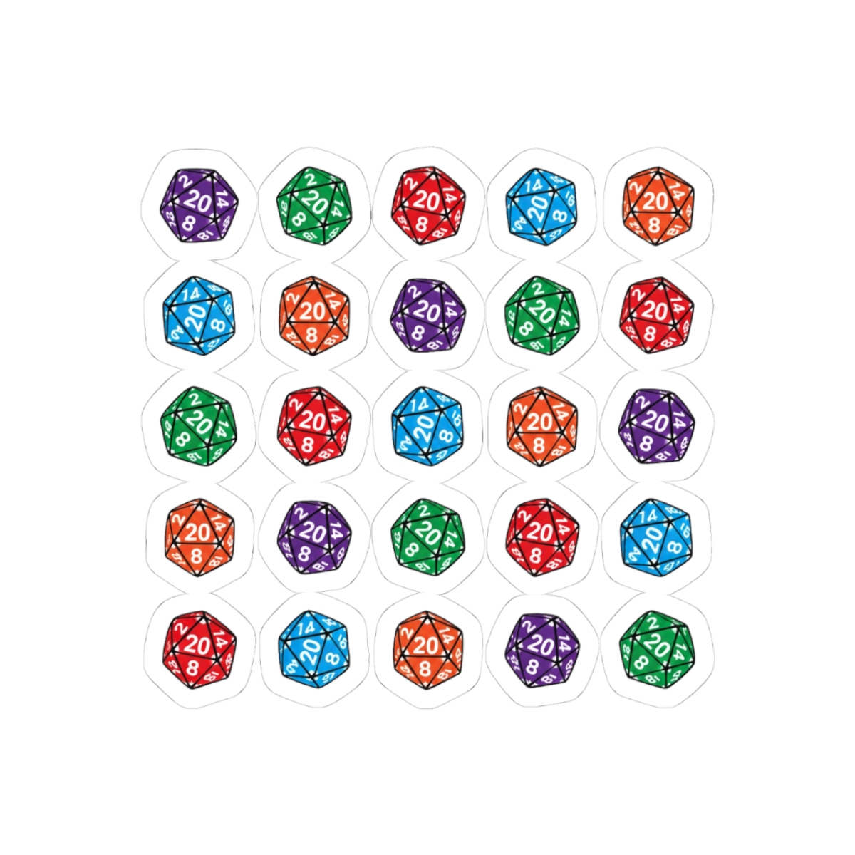 D20 Dice Linear Pattern Sticker | Minimalist RPG Gamer Vinyl Decal