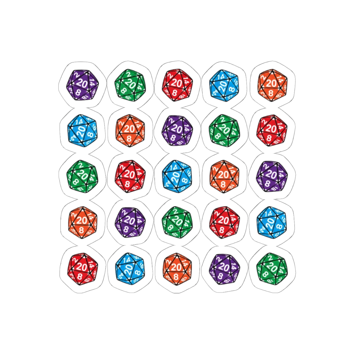 D20 Dice Linear Pattern Sticker | Minimalist RPG Gamer Vinyl Decal - alternate angle 1, merchandise