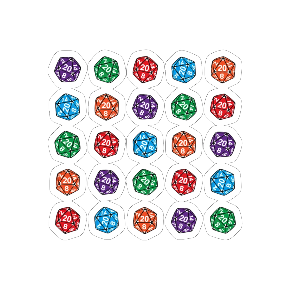 D20 Dice Linear Pattern Sticker | Minimalist RPG Gamer Vinyl Decal