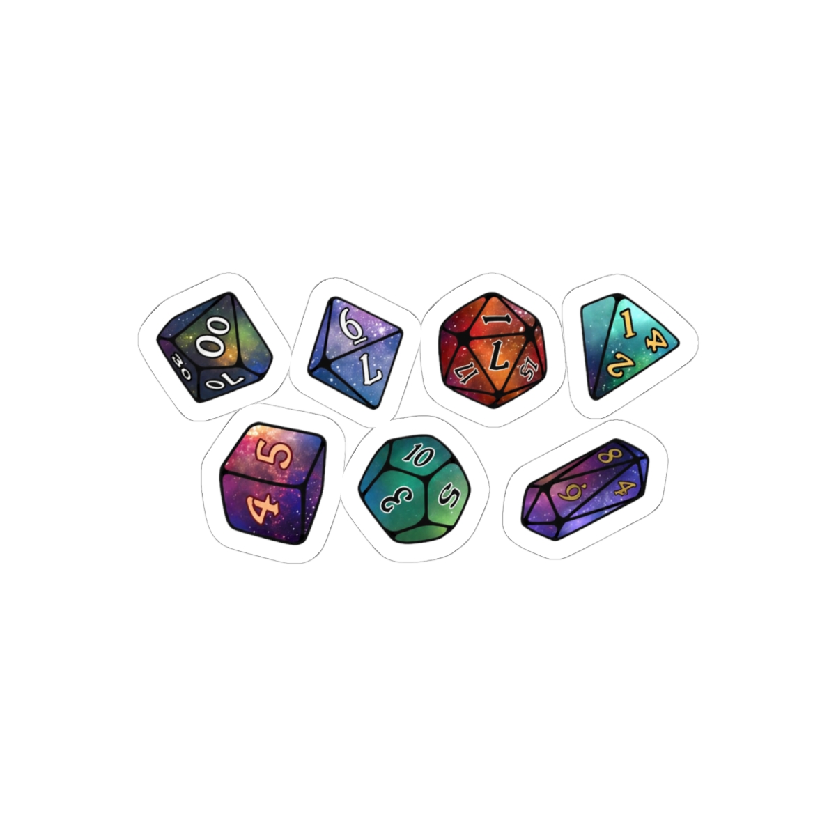 D&D D20 Dice Collection Stickers | Bold Fantasy Gamer Decals