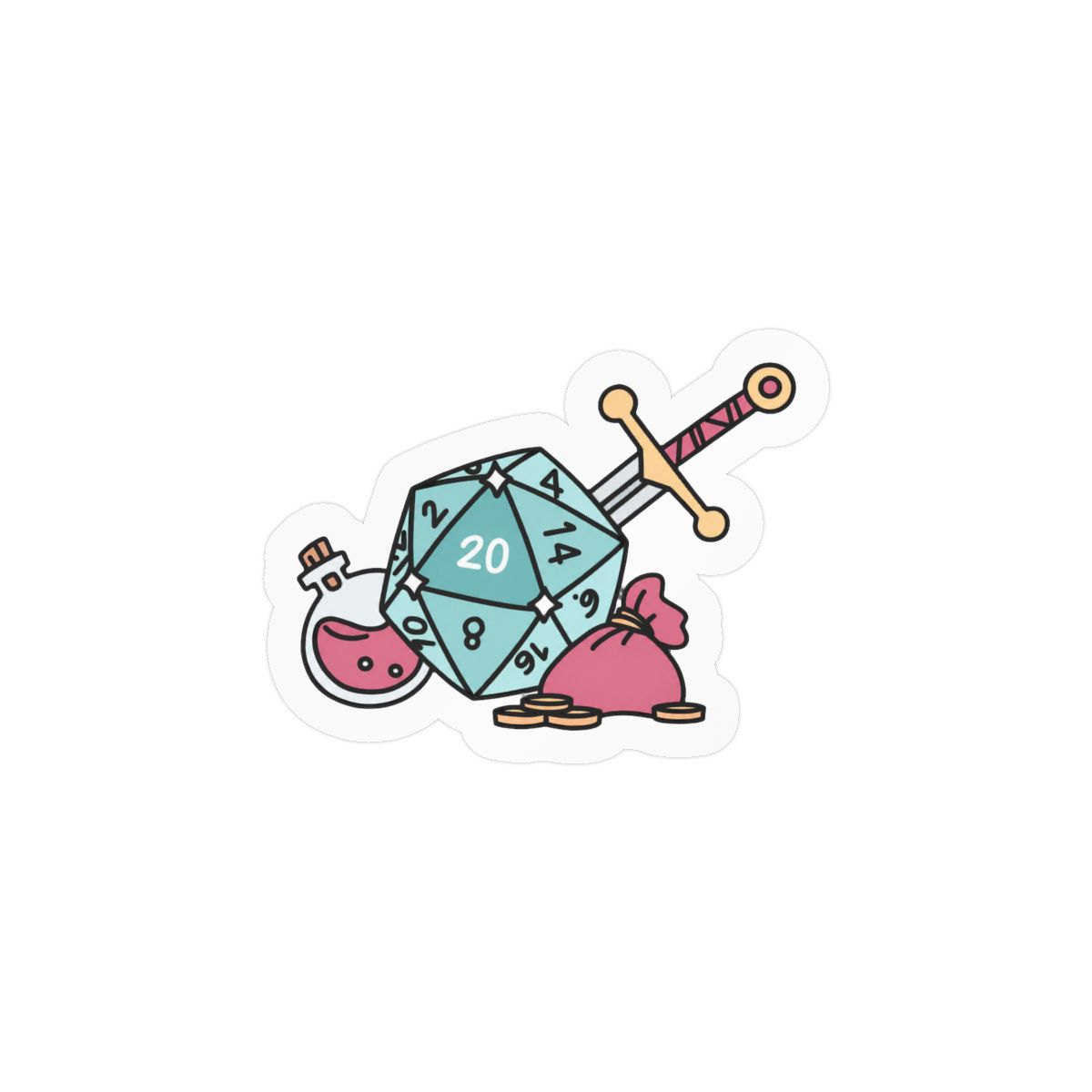 D20 Dice Sticker | Bold Gamer Vinyl Decal for Laptops & Gear - Official stickers merchandise