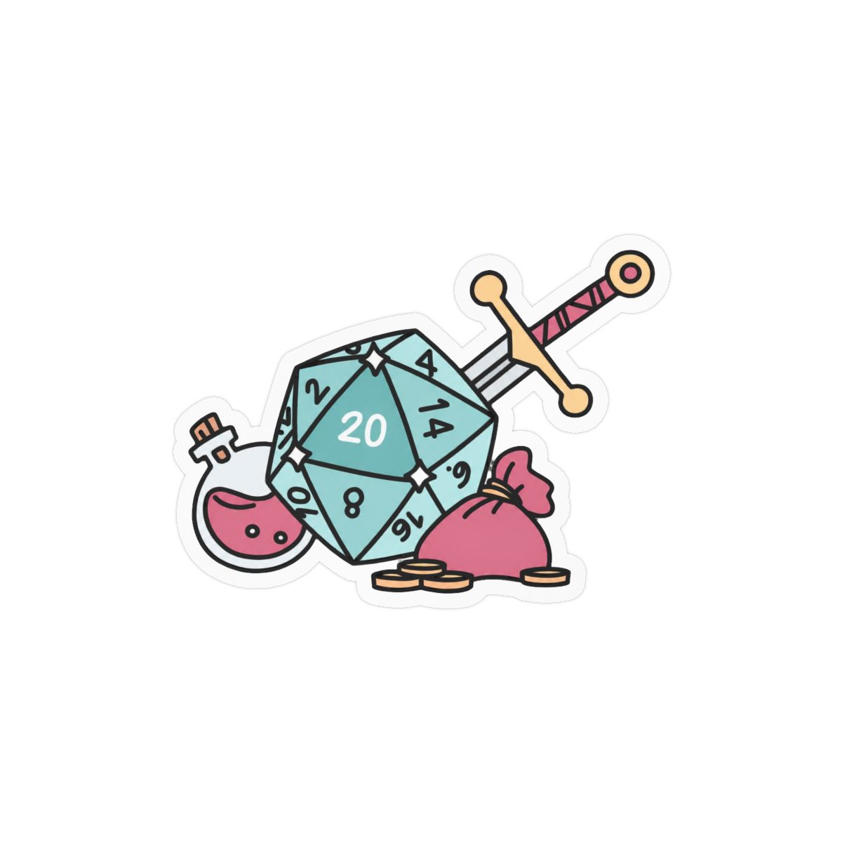 D20 Dice Sticker | Bold Gamer Vinyl Decal for Laptops & Gear