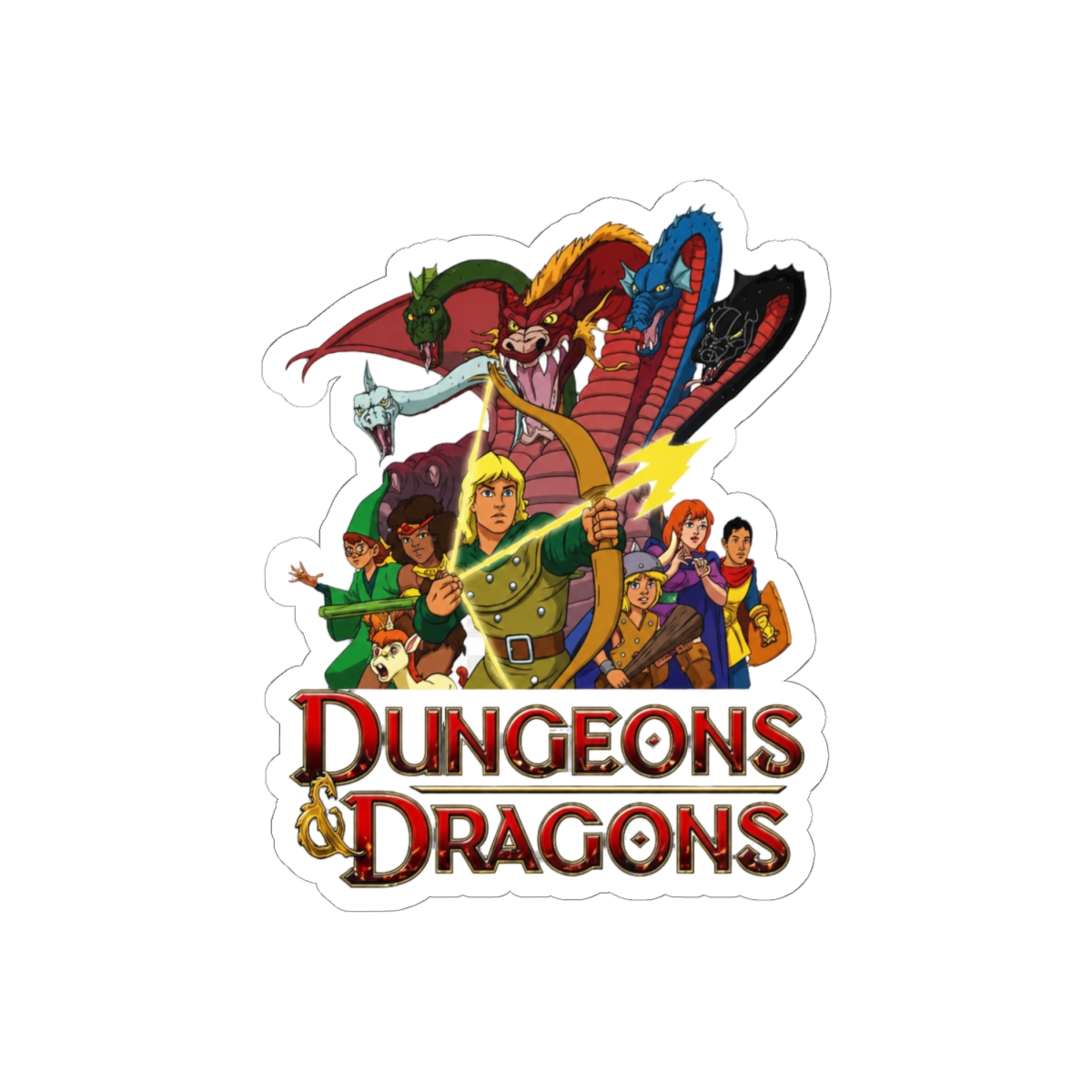 80s Dungeons & Dragons Cartoon Sticker | Retro Nostalgia Vinyl Decal - alternate angle 1, merchandise