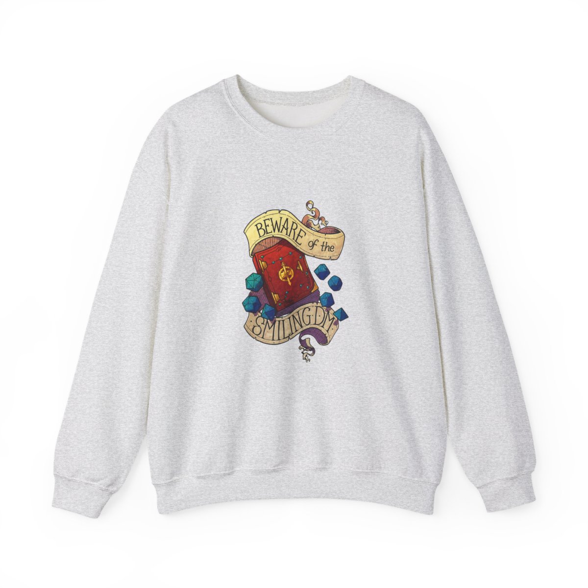 Beware Smiling Dungeon Master Sweatshirt - Funny D&D TTRPG Warning - alternate angle 3, merchandise