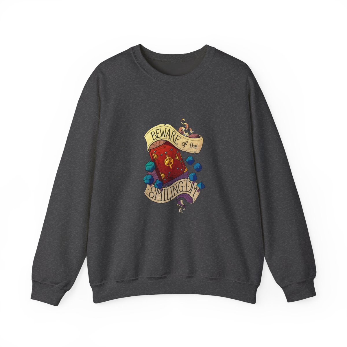 Beware Smiling Dungeon Master Sweatshirt - Funny D&D TTRPG Warning - alternate angle 2, merchandise