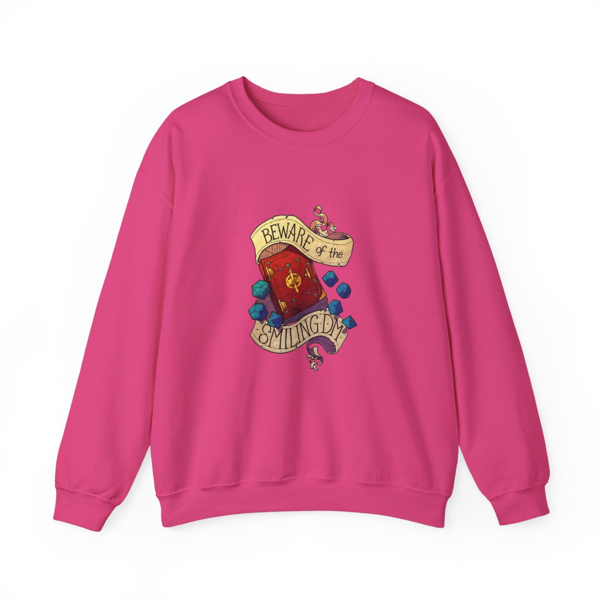 Beware Smiling Dungeon Master Sweatshirt - Funny D&D TTRPG Warning - alternate angle 5, merchandise