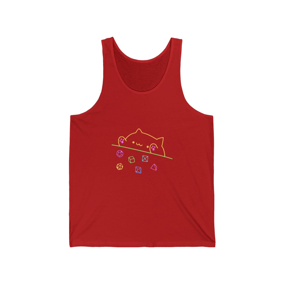 Radiant Neon D&D Cat Tank Top - Gamer Game Night Essential